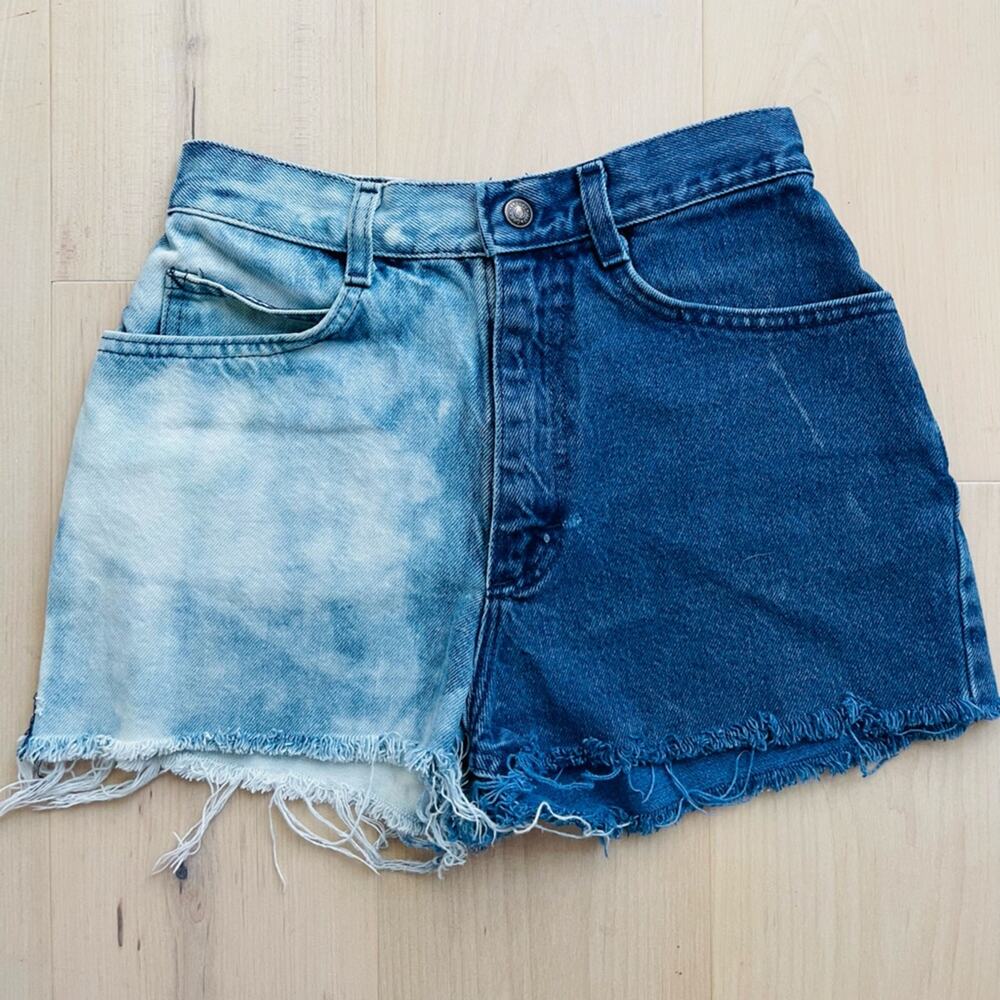 90s Lee Custom Jean Shorts Denim Bleached Cut Offs Size 24 Denim Short Short